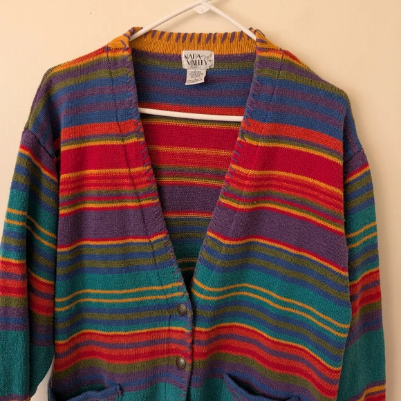 Vintage Napa Valley Womens Large Striped Cardigan Academia Eclectic Grandma - Picture 3 of 6